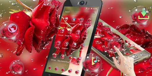 Waterdrop， Flower，Pink Theme & Wallpaper screenshot 1