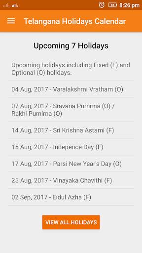 Telangana Holidays Calendar 2021 screenshot 1
