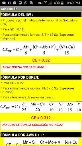 % Carbono Equivalente screenshot 2