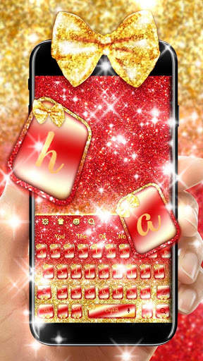 Golden Glitter Bow Keyboard Theme screenshot 1