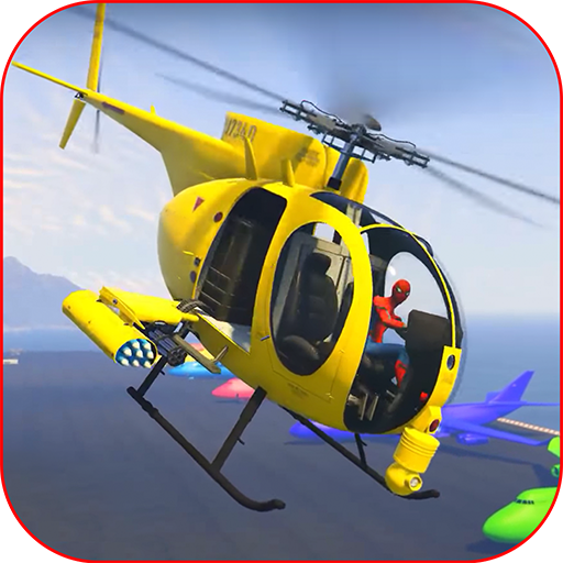 Superheroes Flying Helicopter Racing icon