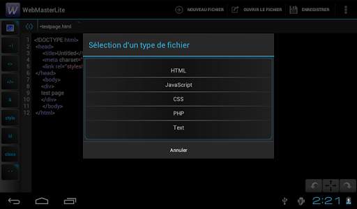 Webmaster Lite (éditeur HTML) screenshot 1