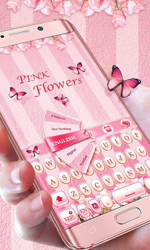 Pink Flowers GO Keyboard Theme स्क्रीनशॉट 3