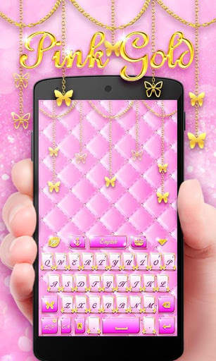Pink Gold GO Keyboard Theme screenshot 4