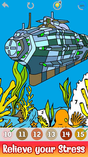 Aquatic Vehicles Paint by Number - Glitter   Color screenshot 2