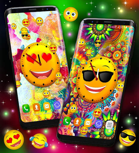 Emoji Clock Live Wallpaper Free 😍 Neon Wallpapers screenshot 2