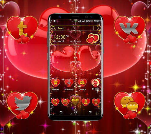 Valentine Heart Launcher Theme 1 تصوير الشاشة