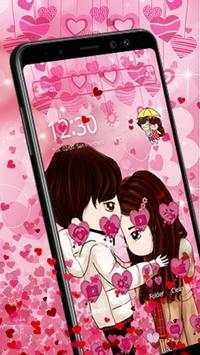 Cute Pink Love Couple Theme screenshot 2