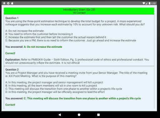 2021 PMP® Exam Simulator PMBOK® 6th Edition screenshot 14