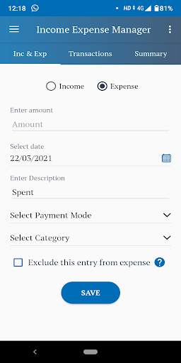 Income Expense Manager screenshot 1