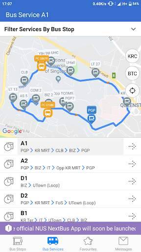 NUS NextBus screenshot 3