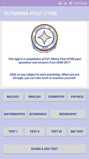 FUTMINNA POST UTME App скриншот 1