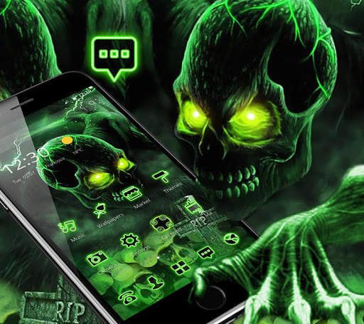 Green Horrific Zombie Skull Theme screenshot 4