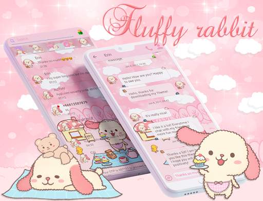 SMS Theme Rabbit Fluffy Pink screenshot 1