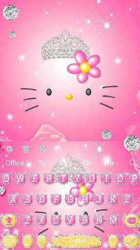 3D Pink Kitty Diamond Keyboard Theme💎 screenshot 5