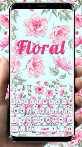 Lovely Pink Floral Flower Keyboard screenshot 1