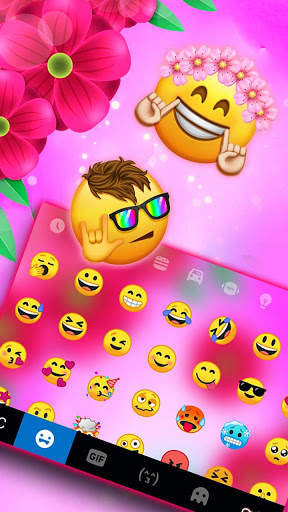 Bright Pink Floral Keyboard Background screenshot 3