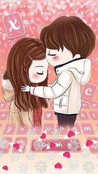 Cute Winter Couple DP Keyboard Theme screenshot 1