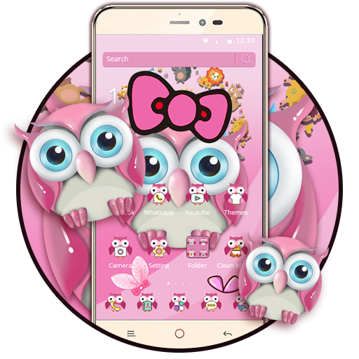 Pink Owl Lovely Cartoon Mobile Theme icon