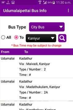 Udumalaipettai Bus Info screenshot 6