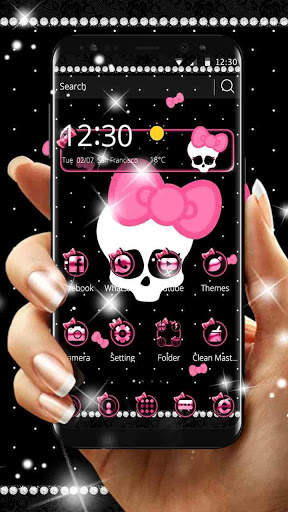 Pink Cute Skull Theme screenshot 1