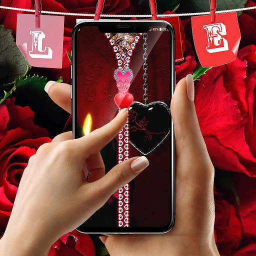 Valentines day zipper lock screen screenshot 2