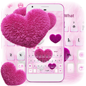 Pink heart Fluffy Keyboard أيقونة