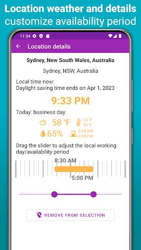 Horzono time zones world clock screenshot 2