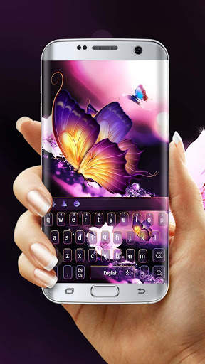 Vivid purple neon butterfly keyboard स्क्रीनशॉट 1