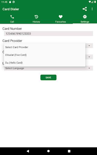Five Card Dialer  (Etisalat) 9 تصوير الشاشة