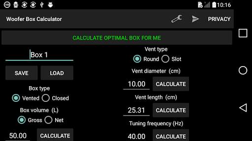 Woofer Box Calculator screenshot 2