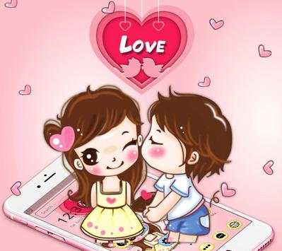 Kawaii Love Couple Theme screenshot 1