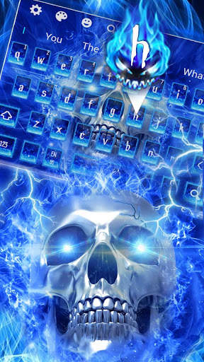 Blue Flaming Skull Keyboard Theme screenshot 1