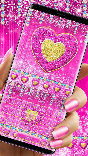 Glitter Pink Heart Keyboard screenshot 1