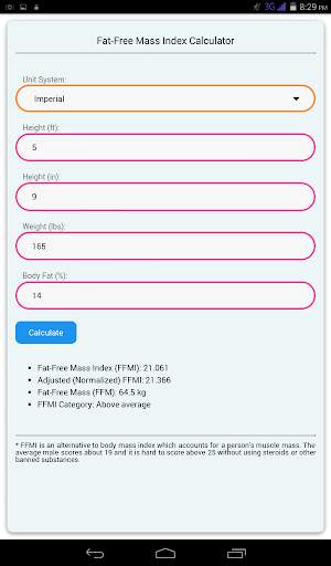 Fat Free Mass Index Calculator screenshot 7