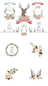 Wedding Floral Antler Stickers 3 تصوير الشاشة