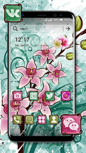 Pink Flower Painting Launcher Theme screenshot 1