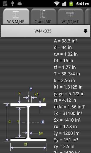 AISC Steel Tables screenshot 1