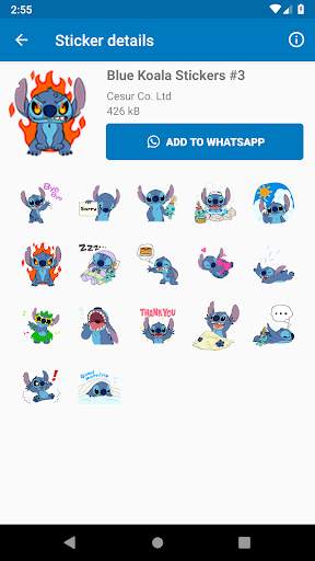 Blue Koala Stitch Stickers For WhatsApp  2020 screenshot 4
