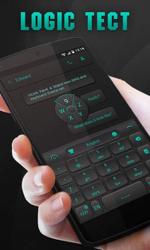 3D Black and Blue GO Keyboard Theme Logic Tect screenshot 3