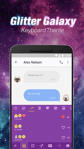 Glitter Galaxy Emoji Keyboard Theme for Instagram screenshot 3