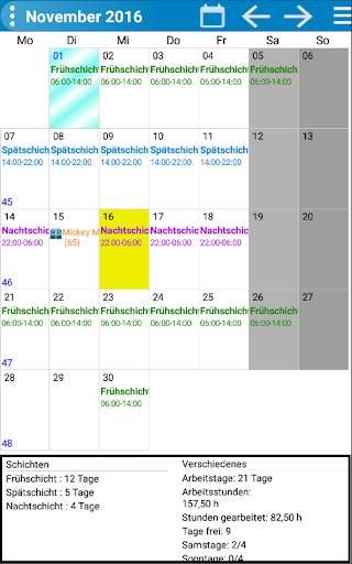 Verdienst Schicht Planer Lite screenshot 1