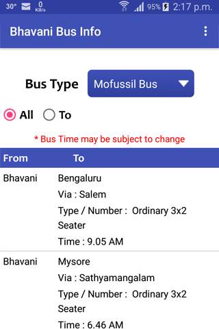 Bhavani Bus Info screenshot 4