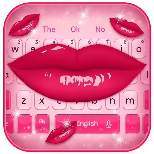 Beautiful Pink Kiss Lips Keyboard Theme 10001001