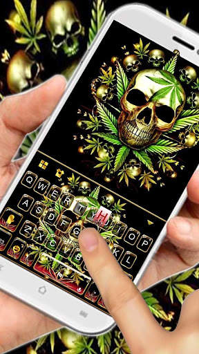 Gold Weed Skull Klavye Teması screenshot 2