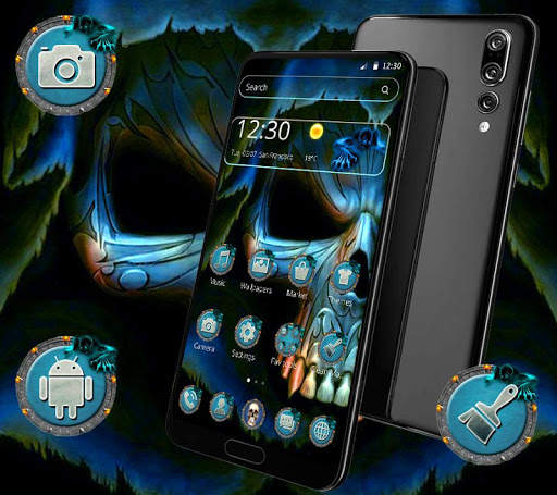 Blue Horror Skull Theme screenshot 2