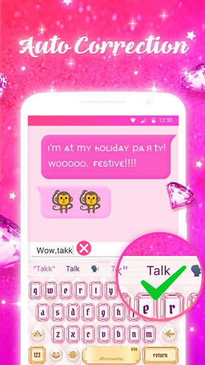 Pink Diamond Keyboard Theme - Emoji&Gif screenshot 5