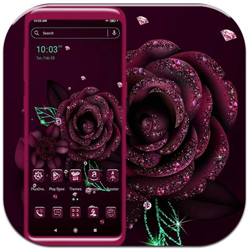 Giltter Rose Launcher Theme 1.0