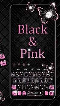 Black Pink Butterfly Keyboard Theme 3 تصوير الشاشة