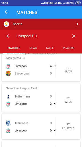 Live Match, Score And Schedule For Liverpool screenshot 2